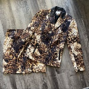 Leopard print skirt suit alberto makali